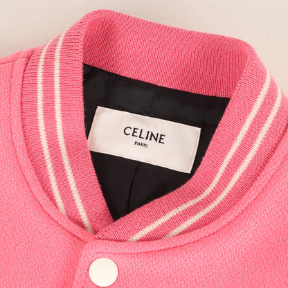 22SS ロゴパッチ 袖レザー メルトンウール スタジャン (Flamingo Tensions Teddy Jacket)