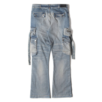 ヴィンテージ加工 カーゴポケット フレア ストレッチ デニム パンツ (CARGO FLARE JEAN)