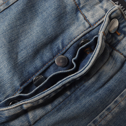 ヴィンテージ加工 カーゴポケット フレア ストレッチ デニム パンツ (CARGO FLARE JEAN)