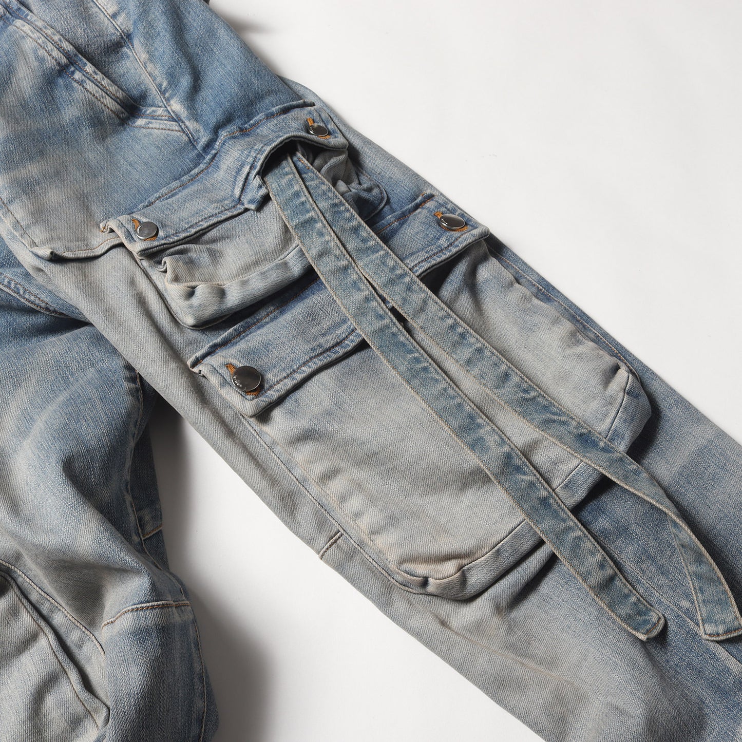 ヴィンテージ加工 カーゴポケット フレア ストレッチ デニム パンツ (CARGO FLARE JEAN)