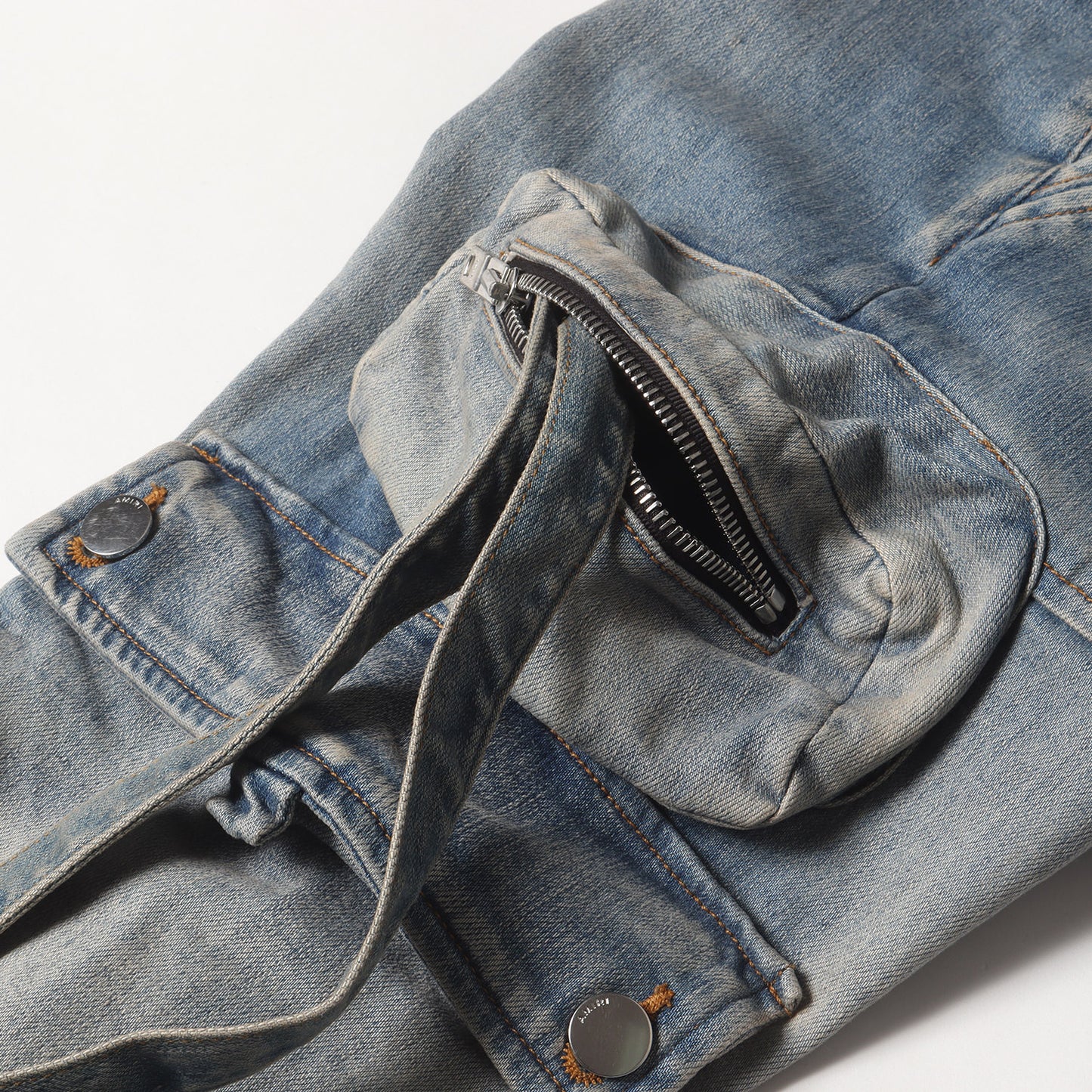 ヴィンテージ加工 カーゴポケット フレア ストレッチ デニム パンツ (CARGO FLARE JEAN)