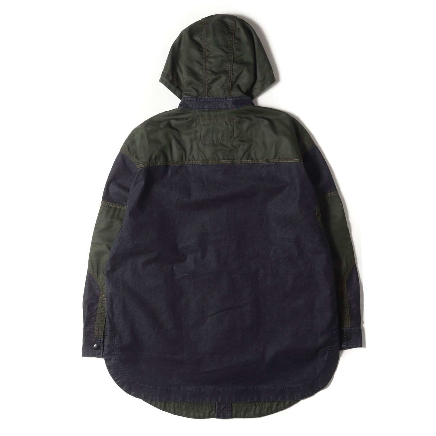 フード付き ナイロン切替 デニム ボタン オーバー シャツ ジャケット (D-SIMILAR-NE JACKET)
