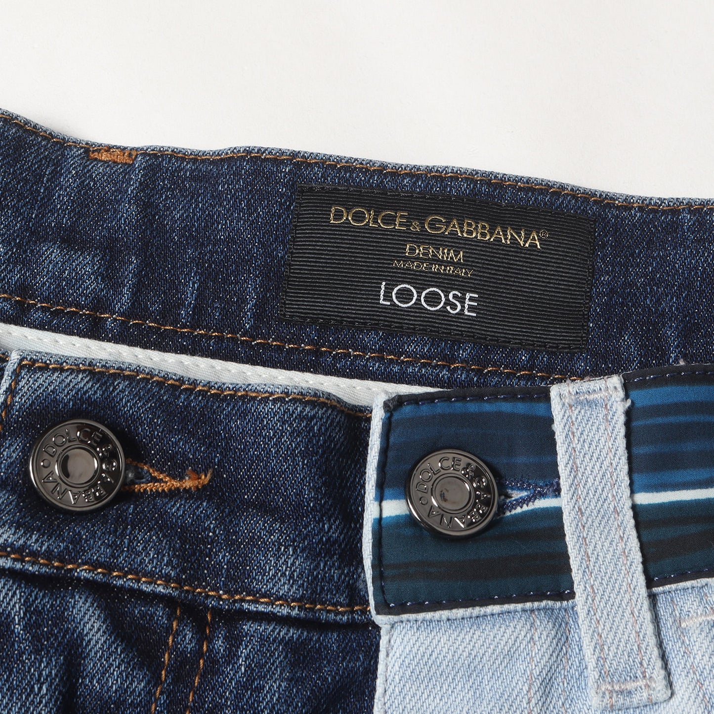 再構築 セラミックタイルパターン ワイド ストレッチ ダメージ デニムパンツ