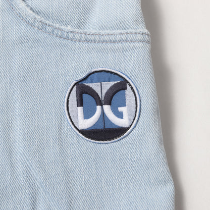 再構築 セラミックタイルパターン ワイド ストレッチ ダメージ デニムパンツ