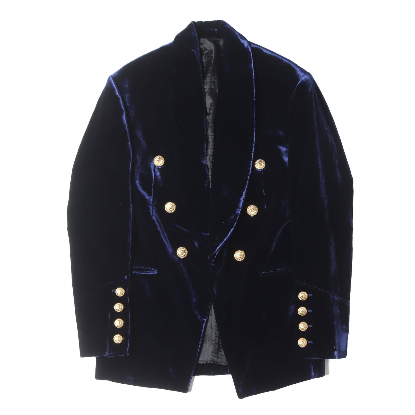 裏地モノグラム ベルベット ショールカラー 金ボタン 1B ジャケット (Velvet Monogram Lined Blazer)