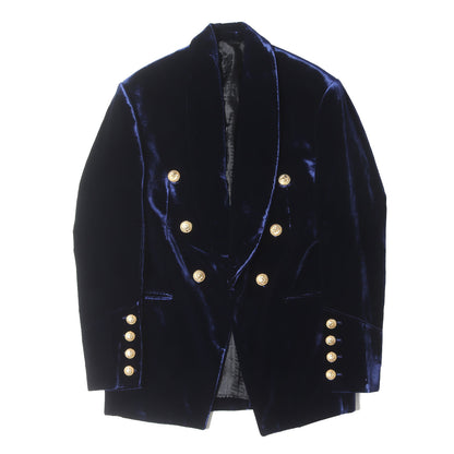 裏地モノグラム ベルベット ショールカラー 金ボタン 1B ジャケット (Velvet Monogram Lined Blazer)