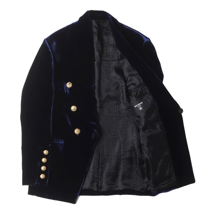 裏地モノグラム ベルベット ショールカラー 金ボタン 1B ジャケット (Velvet Monogram Lined Blazer)