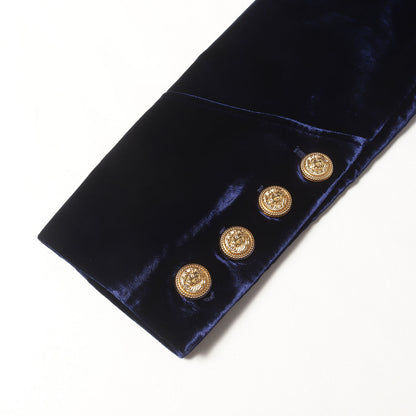 裏地モノグラム ベルベット ショールカラー 金ボタン 1B ジャケット (Velvet Monogram Lined Blazer)