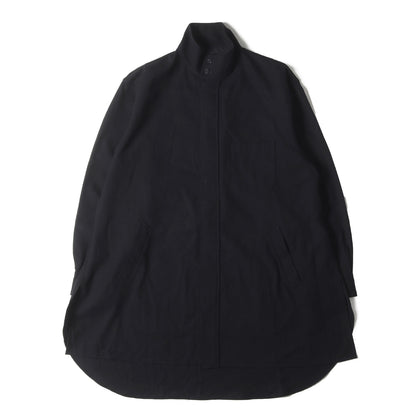 24AW スタンドカラー 比翼ボタン ロング フランネルシャツ (FLANNEL SHIRT)