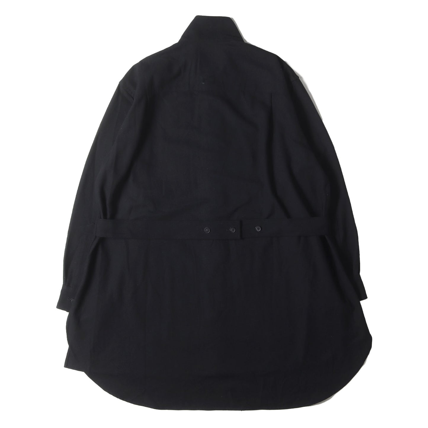 24AW スタンドカラー 比翼ボタン ロング フランネルシャツ (FLANNEL SHIRT)