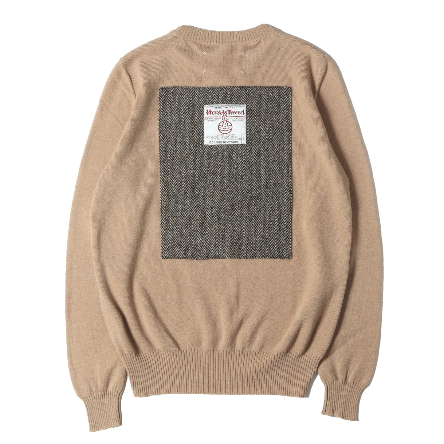 HARRIS TWEED別注 バックツイードパッチ クルーネック ハイゲージ ウール ニット S29HA0293