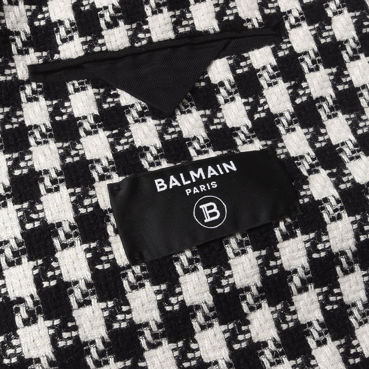 エンブロイダリー付き ツイード ダブルブレスト ピークドラペル 1B ジャケット