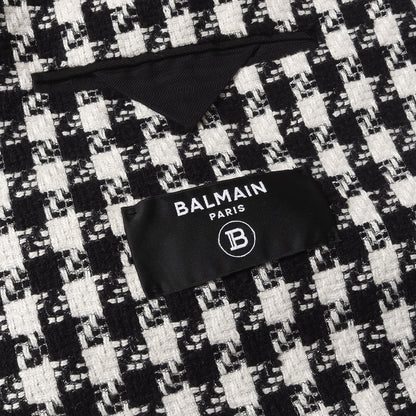 エンブロイダリー付き ツイード ダブルブレスト ピークドラペル 1B ジャケット