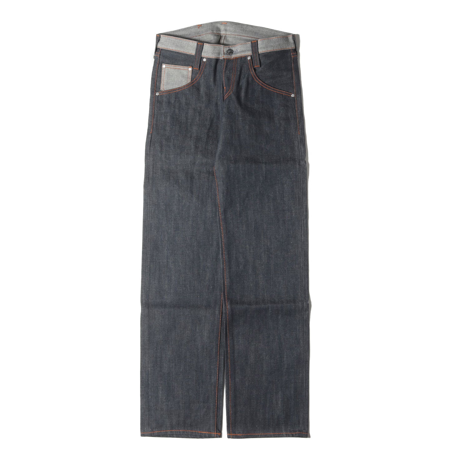 [234本限定 イチローモデル] 00s 赤耳付き グレー リジッド デニムパンツ (ICHIRO SUZUKI Model III)