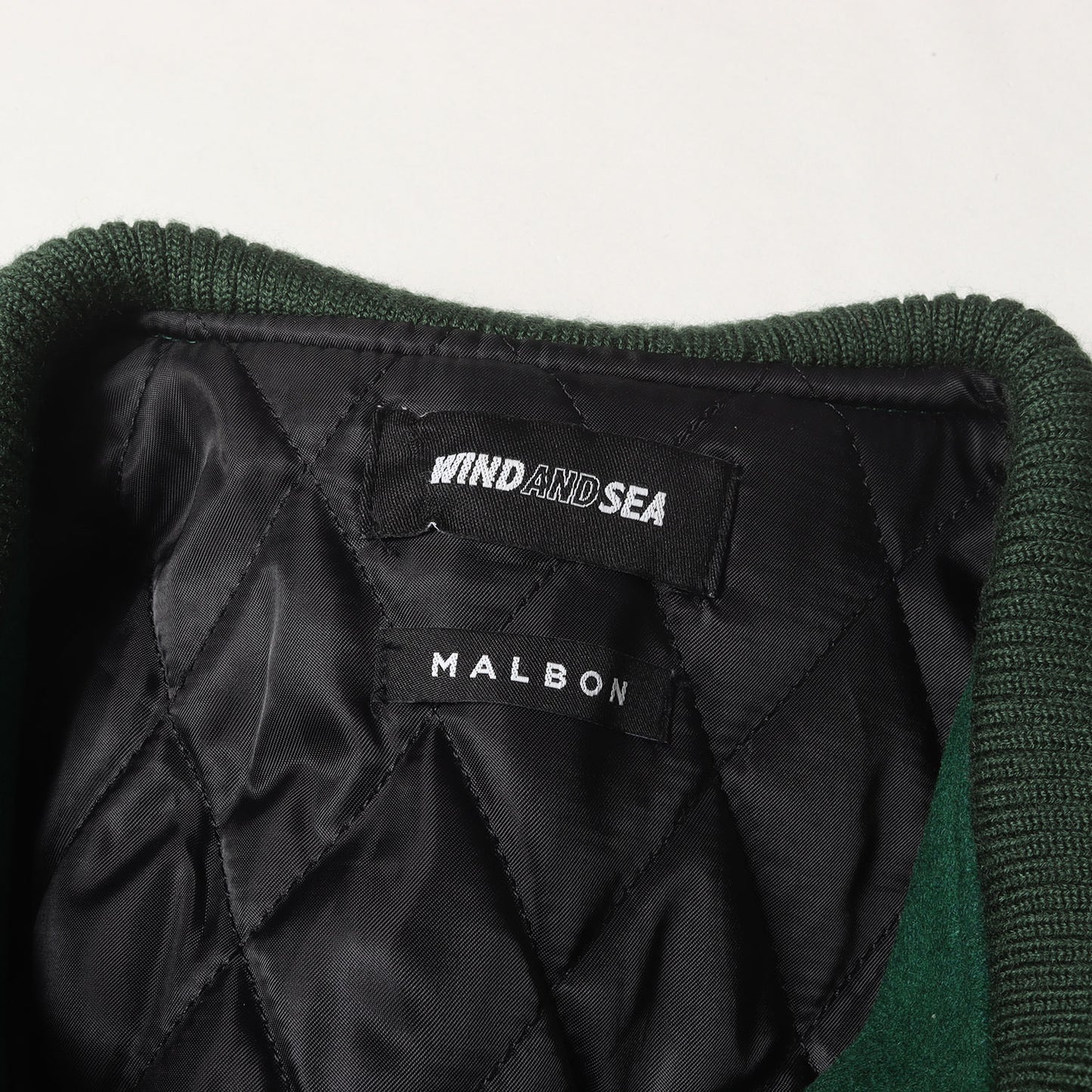 [Malbon Golf別注] フルデコ 袖レザー メルトンウール スタジャン (VARSITY JACKET GREEN)