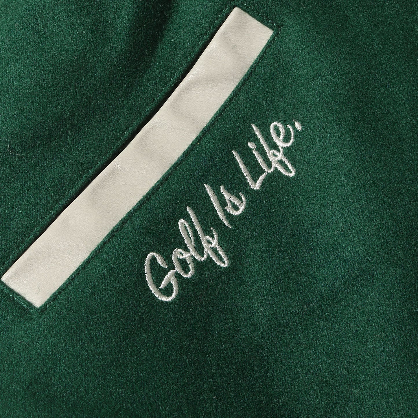[Malbon Golf別注] フルデコ 袖レザー メルトンウール スタジャン (VARSITY JACKET GREEN)