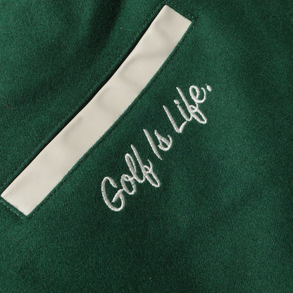 [Malbon Golf別注] フルデコ 袖レザー メルトンウール スタジャン (VARSITY JACKET GREEN)