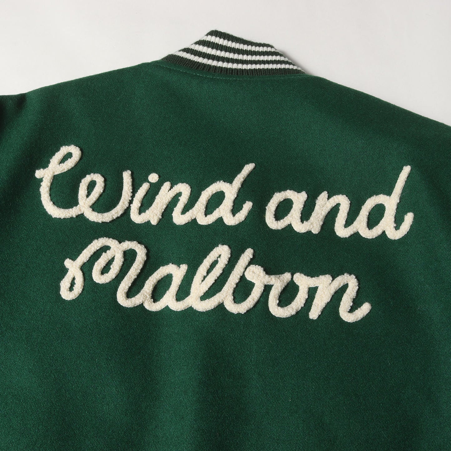 [Malbon Golf別注] フルデコ 袖レザー メルトンウール スタジャン (VARSITY JACKET GREEN)