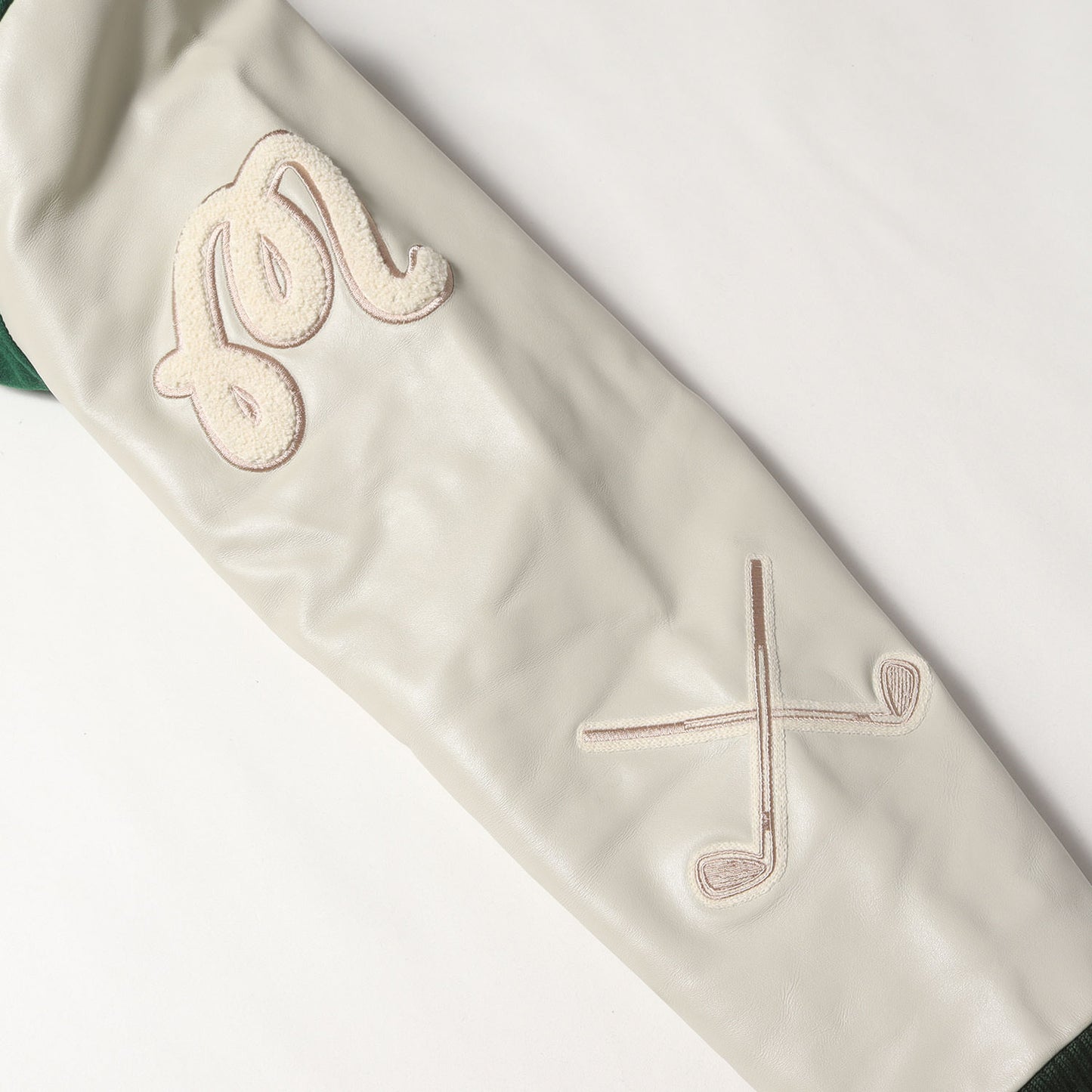 [Malbon Golf別注] フルデコ 袖レザー メルトンウール スタジャン (VARSITY JACKET GREEN)