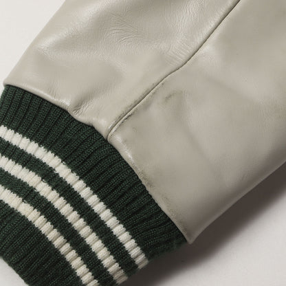 [Malbon Golf別注] フルデコ 袖レザー メルトンウール スタジャン (VARSITY JACKET GREEN)