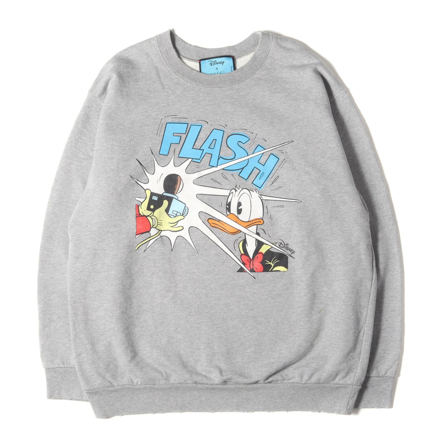 ×Disney ダメージ加工 ドナルド・ダック プリント クルーネック スウェット