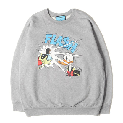 ×Disney ダメージ加工 ドナルド・ダック プリント クルーネック スウェット