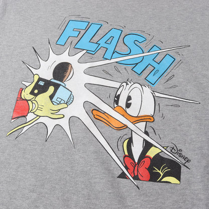 ×Disney ダメージ加工 ドナルド・ダック プリント クルーネック スウェット