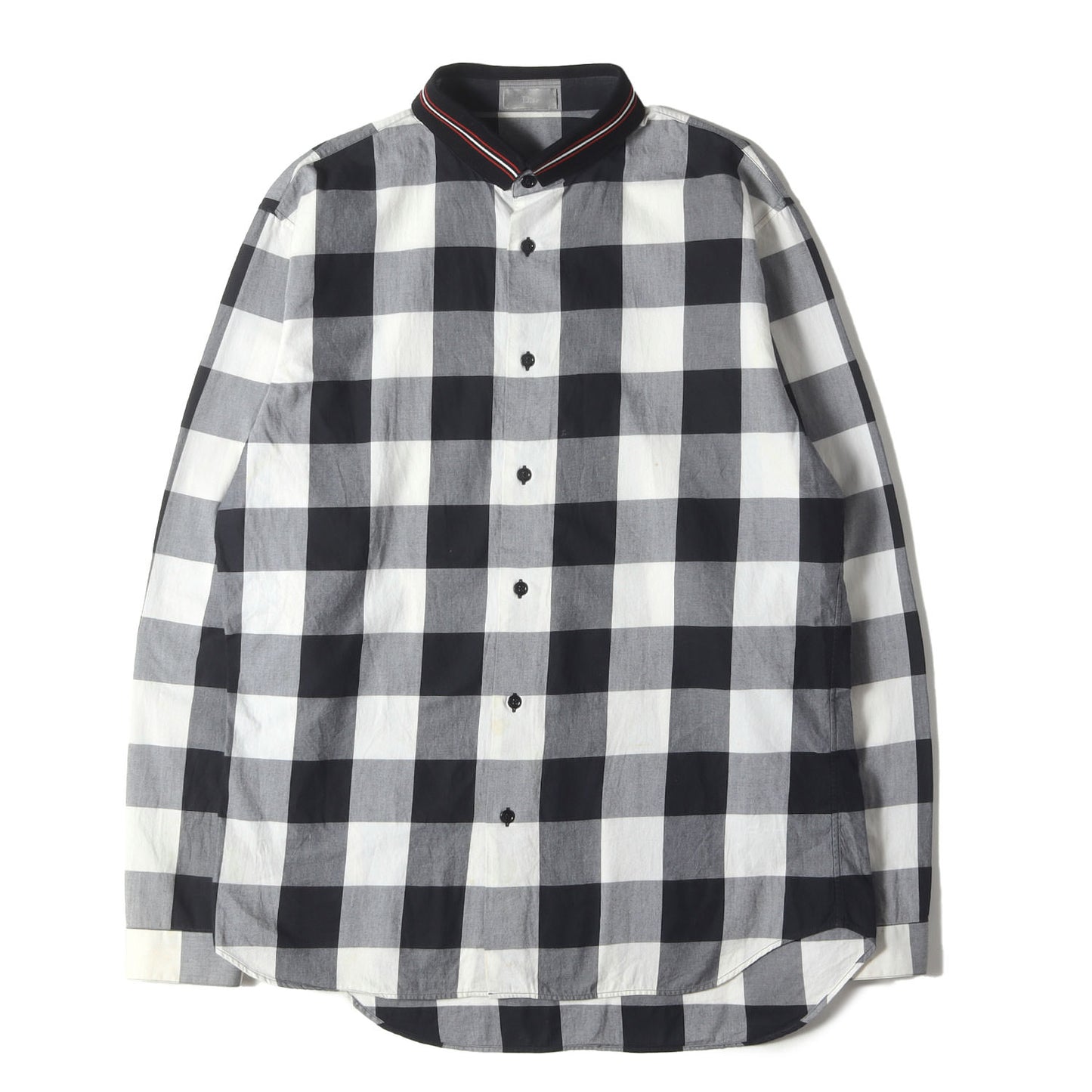 別襟付き バッファローチェック コットン ボタンシャツ