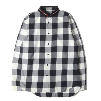 別襟付き バッファローチェック コットン ボタンシャツ