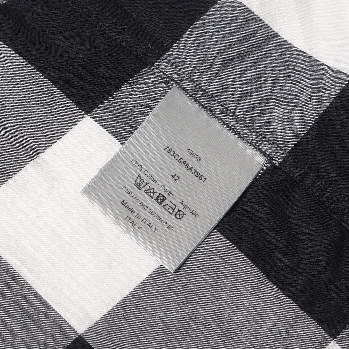 別襟付き バッファローチェック コットン ボタンシャツ