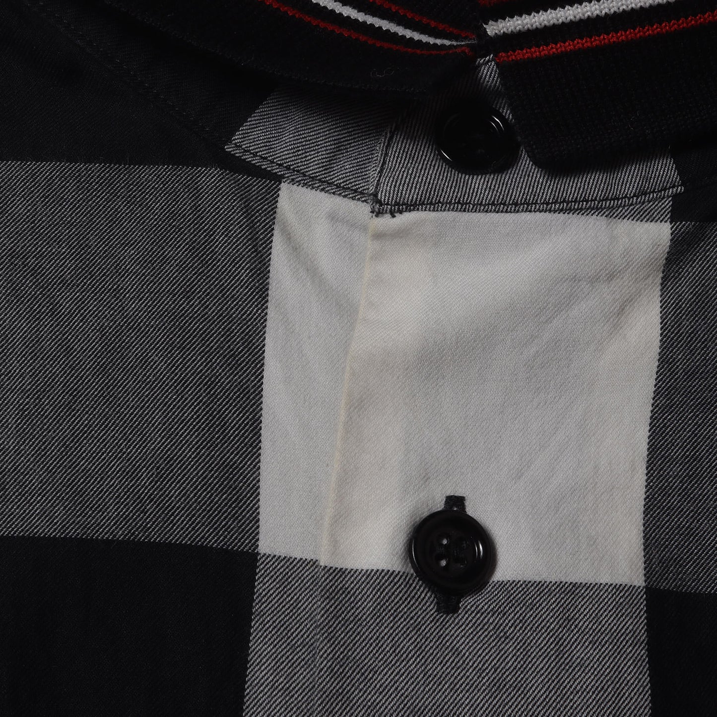 別襟付き バッファローチェック コットン ボタンシャツ