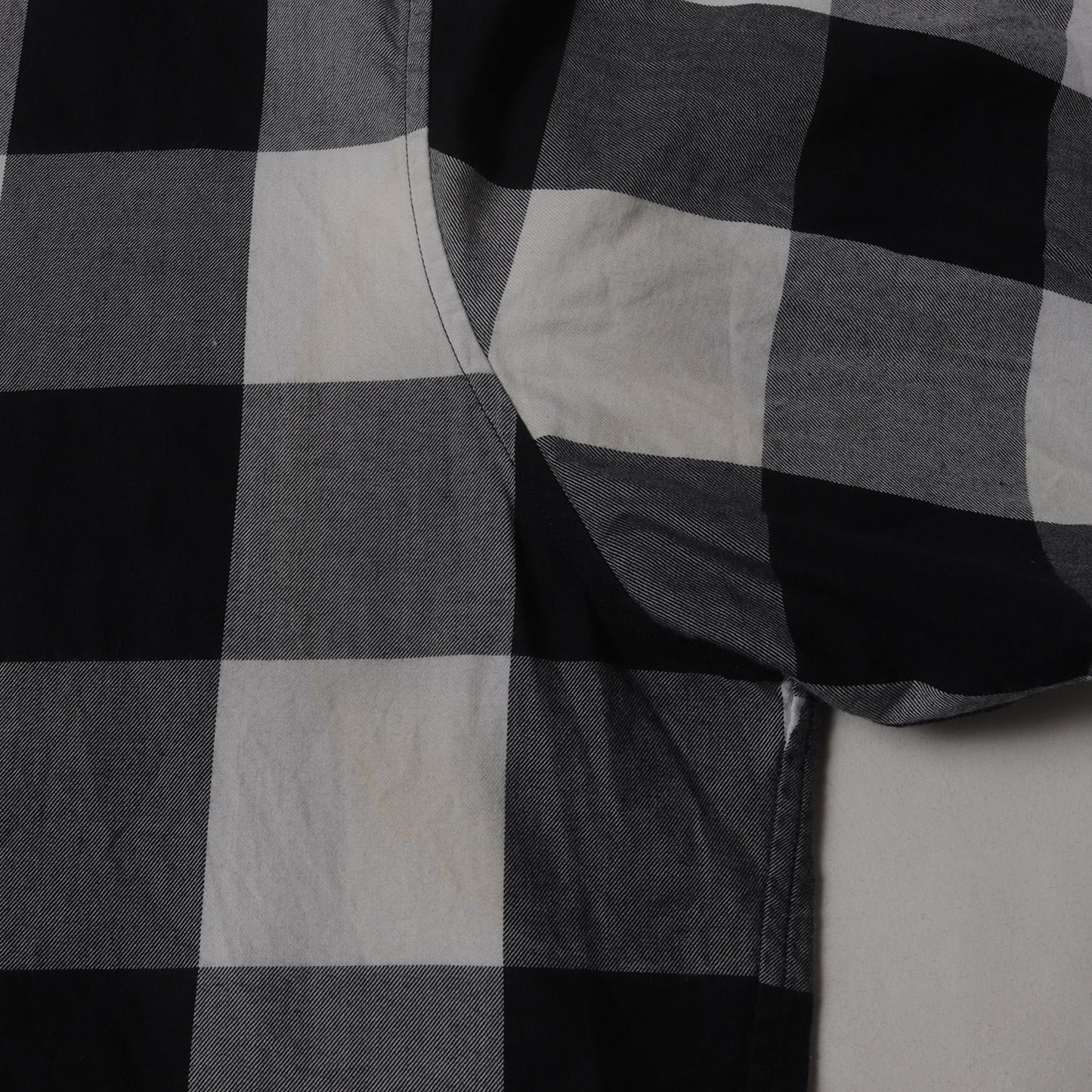 別襟付き バッファローチェック コットン ボタンシャツ