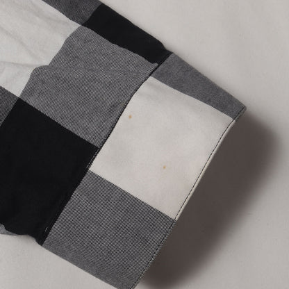 別襟付き バッファローチェック コットン ボタンシャツ