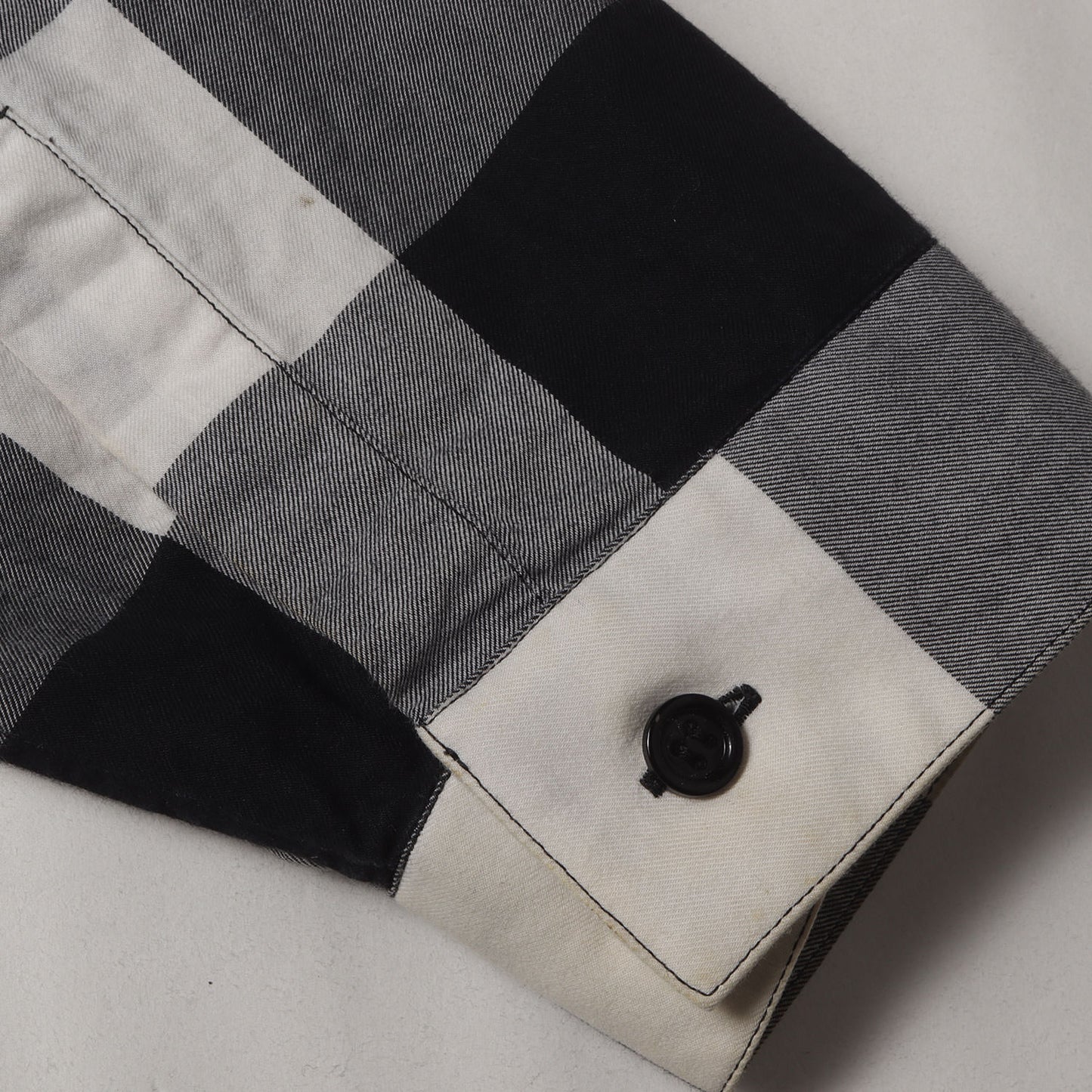 別襟付き バッファローチェック コットン ボタンシャツ