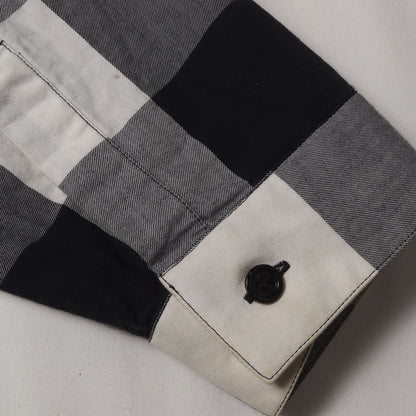 別襟付き バッファローチェック コットン ボタンシャツ