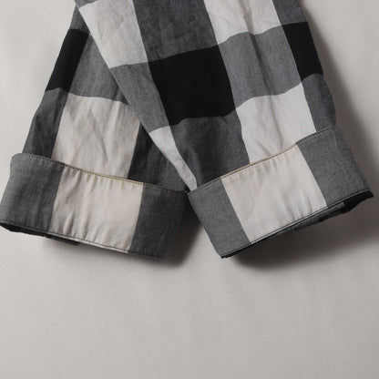 別襟付き バッファローチェック コットン ボタンシャツ