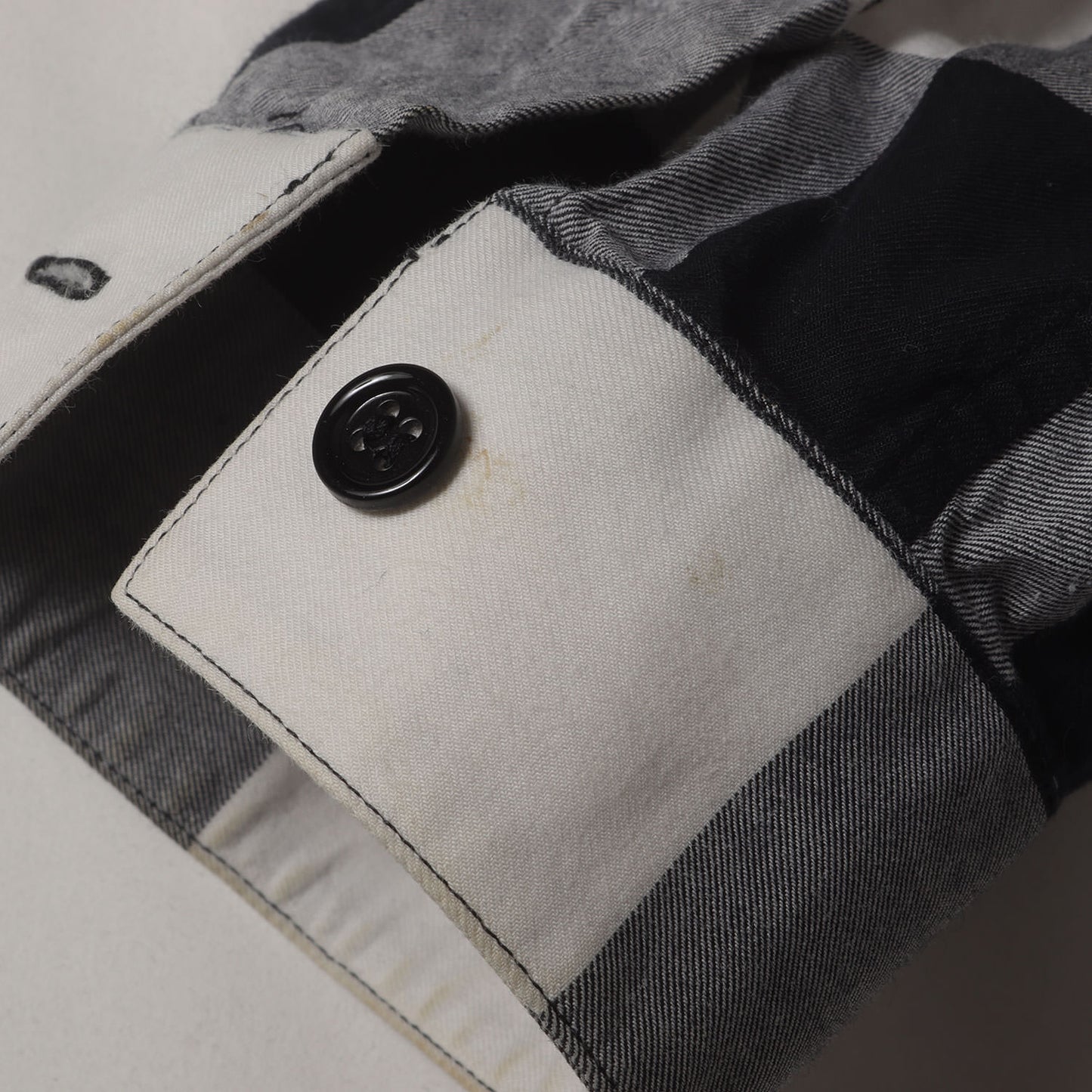 別襟付き バッファローチェック コットン ボタンシャツ