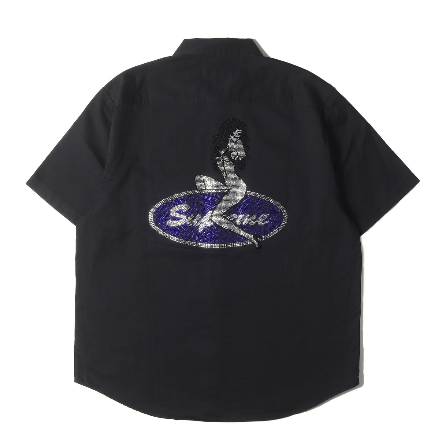 25SS ラインストーン ピンナップガール 半袖 ワークシャツ (Rhinestone pin Up S/S Work shirt)