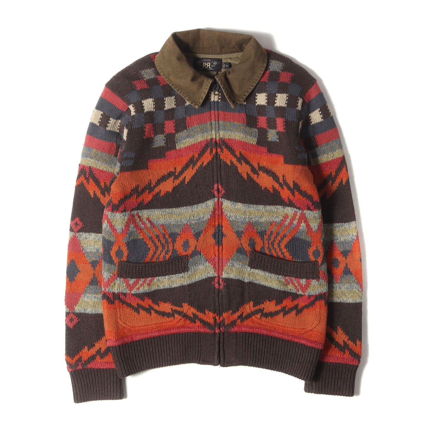 ネイティブ柄 ハンドニット フルジップ ワークジャケット (NATIVE HAND KNIT JACKET)