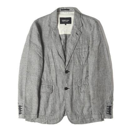 洗い加工 グレンチェック リネン ノッチドラペル 2B テーラードジャケット 2012年製 DK-J058