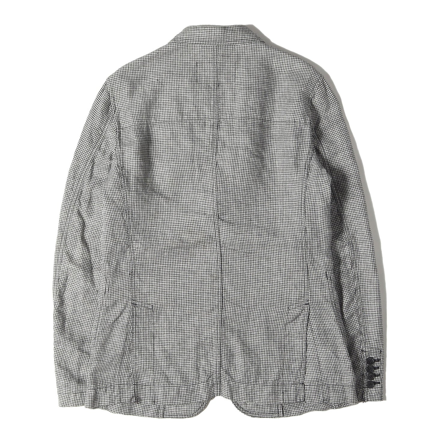 洗い加工 グレンチェック リネン ノッチドラペル 2B テーラードジャケット 2012年製 DK-J058