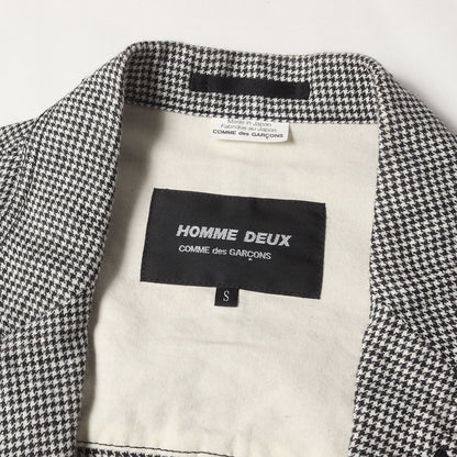 洗い加工 グレンチェック リネン ノッチドラペル 2B テーラードジャケット 2012年製 DK-J058