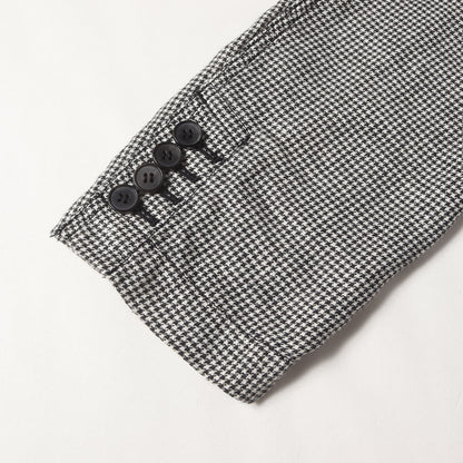 洗い加工 グレンチェック リネン ノッチドラペル 2B テーラードジャケット 2012年製 DK-J058