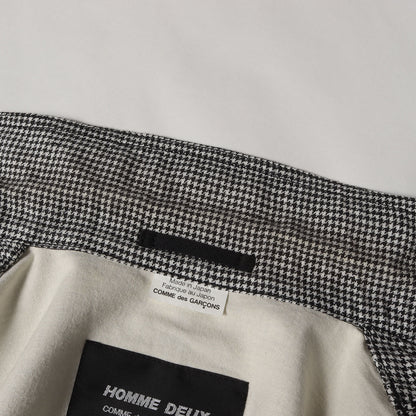 洗い加工 グレンチェック リネン ノッチドラペル 2B テーラードジャケット 2012年製 DK-J058