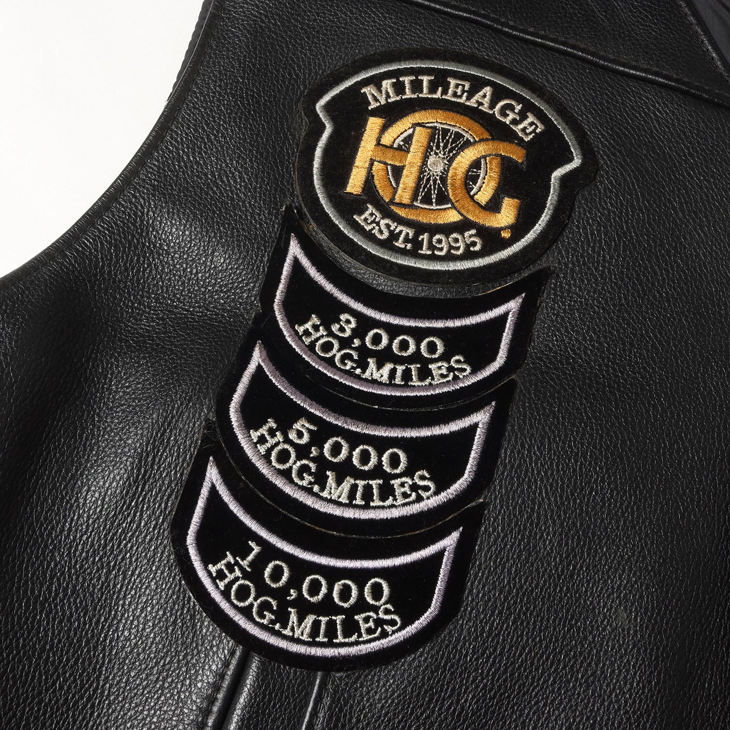 00s ワッペン カスタム サイド編上げ レザー ボタン ベスト / USA製 HARLEY OWNERS GROUP(HOG)