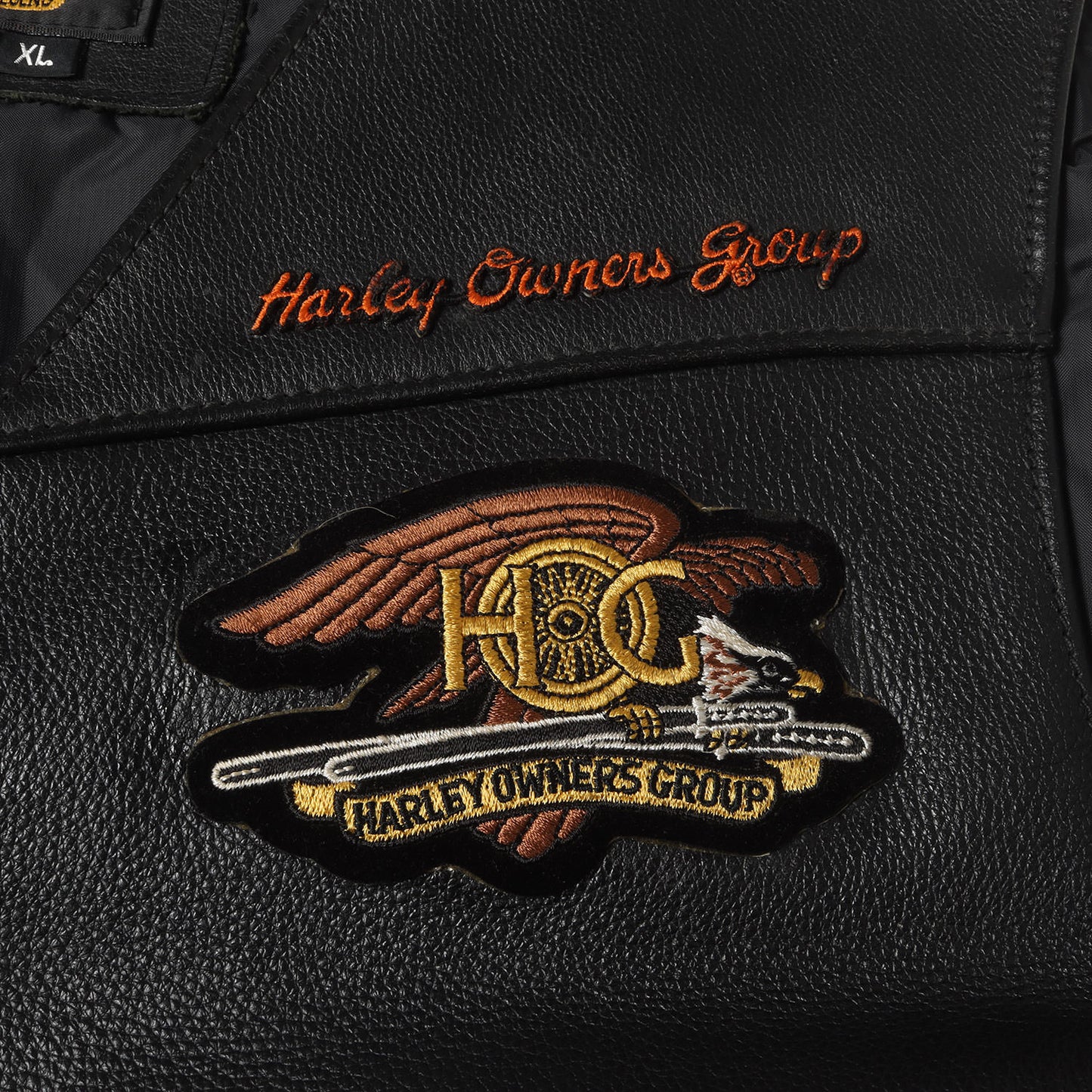 00s ワッペン カスタム サイド編上げ レザー ボタン ベスト / USA製 HARLEY OWNERS GROUP(HOG)
