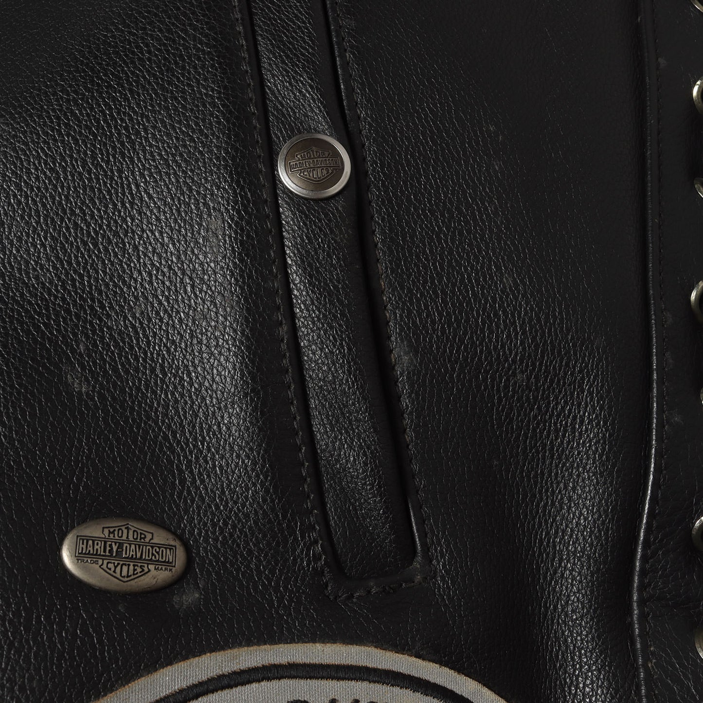 00s ワッペン カスタム サイド編上げ レザー ボタン ベスト / USA製 HARLEY OWNERS GROUP(HOG)