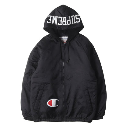 17AW ×Champion ボア裏地 フードロゴパッチ フーデッド フルジップ ナイロンジャケット (Sherpa Lined Hooded Jacket)
