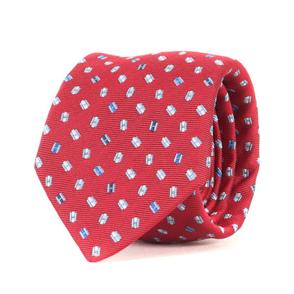 裏ペガサス Hロゴ ジャガード 総柄 シルク ネクタイ / フランス製 339302T