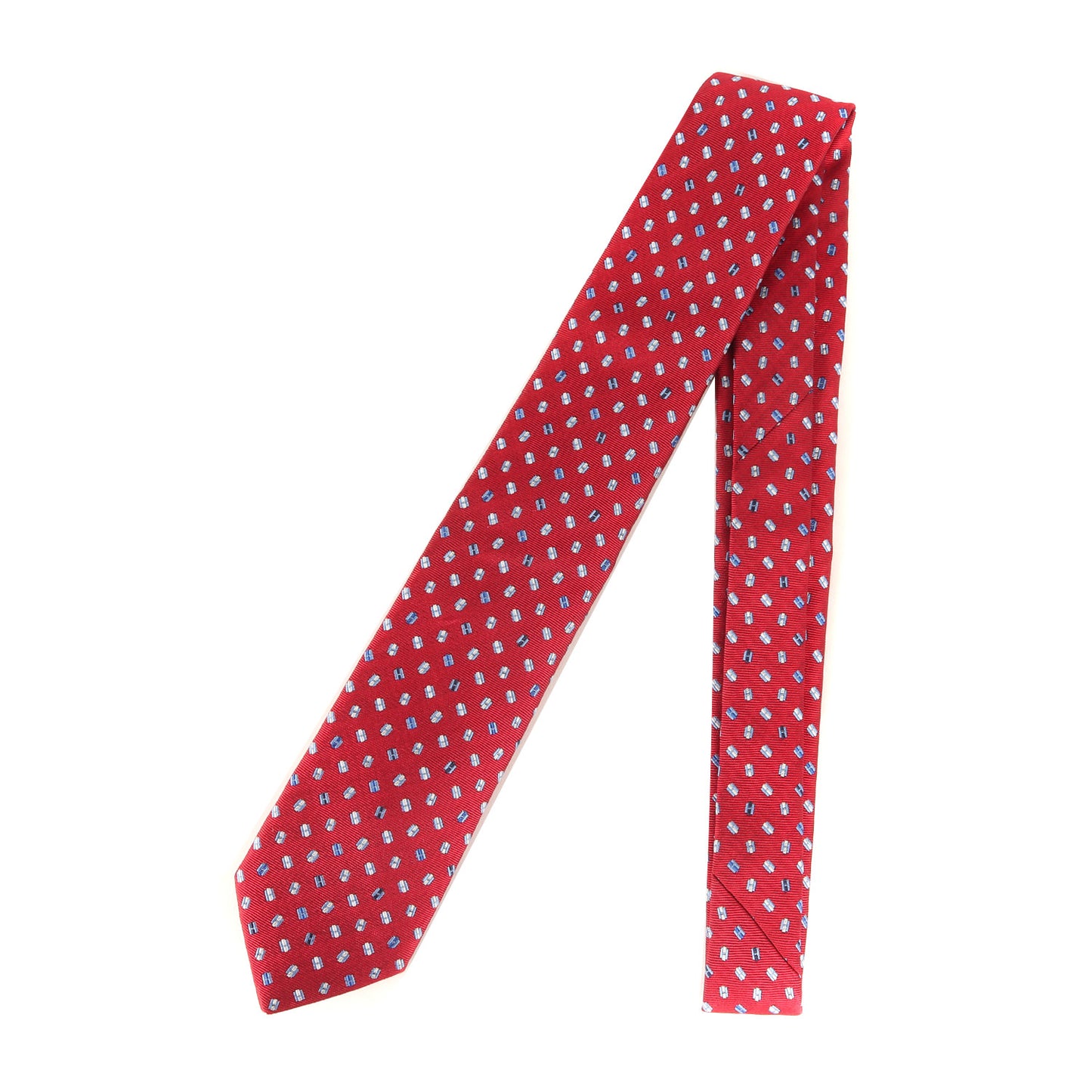 裏ペガサス Hロゴ ジャガード 総柄 シルク ネクタイ / フランス製 339302T